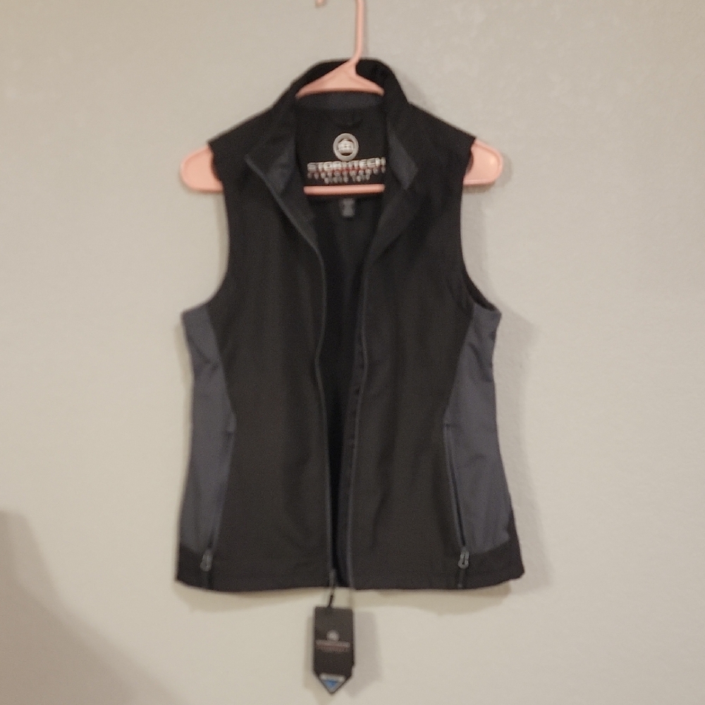 Women's Black and Gray Softshell Zip Vest